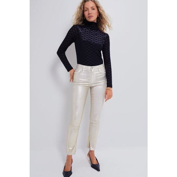 Simkhai Denim - Tuckernuck SIMKHAI Gold Foil Rae High Rise Ankle Skinny Pants NWT Size 28
